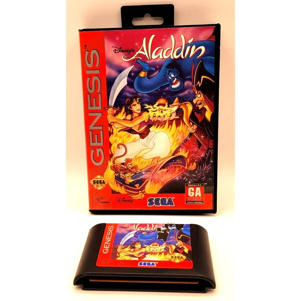 Disney's Aladdin‎ Sega Genesis 1993 Game Case & Cartridge - Authentic Tested.